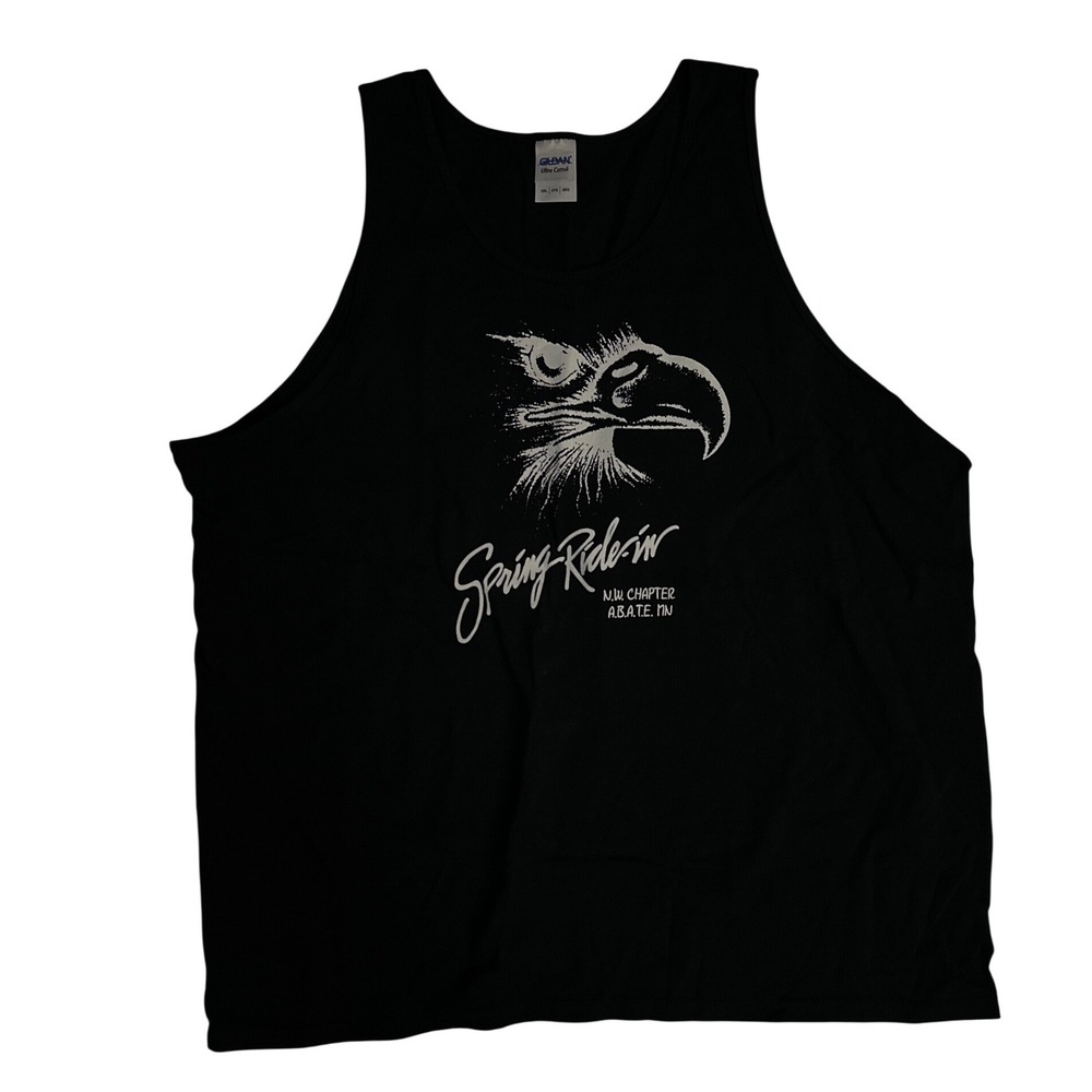 Gildan Ultra Cotton Mens 2XL Black ABATE MN Spring Ride-In Eagle Tank Top Shirt